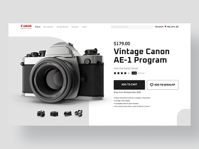 Web Design UI Kit Product Page Template - Vintage Camera clean ui interaction design product page template ui kit uidesign webpage website website design