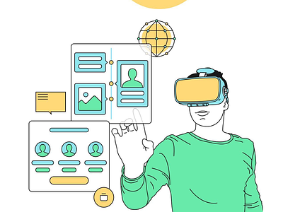 Men Enter virtual reality world with VR glasses. ar illustration flat design illustration illustration agency illustration art illustration challenge illustrations