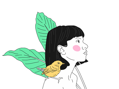 Young pensive girl bird illustration illustration illustration agency illustration art illustration challenge illustrations woman illustration