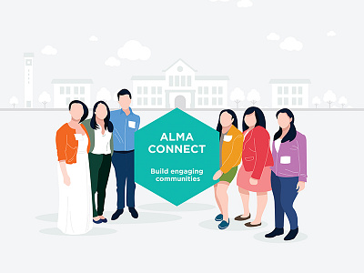 Alma connect alumni university flat illustration design illustration