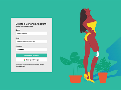 Login & Signup Behance Page Concept color create account flat design illustrations log in login design login page logout plant ui userexperiencedesign userinterfacedesign ux design ux ui design woman illustration