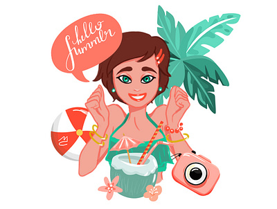 Hello Summer! design digital digital illustration drawing illustration photoshop wacom cintiq