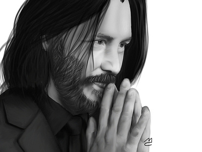 Keanu Revees Digital Portrait B&W digital digitalportrait drawing photoshop portrait portrait art wacom cintiq