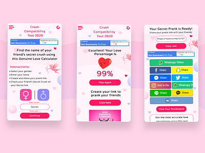 Lovemeter UI mockups userinterface website design