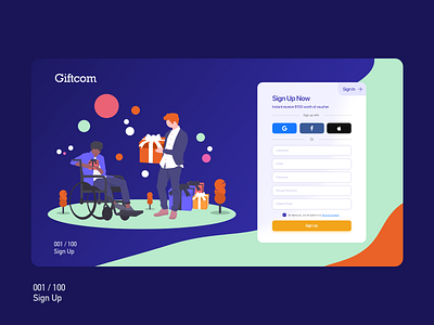 Daily UI Challenge : 001 Sign Up adobexd signup signup page ui ux web xd design