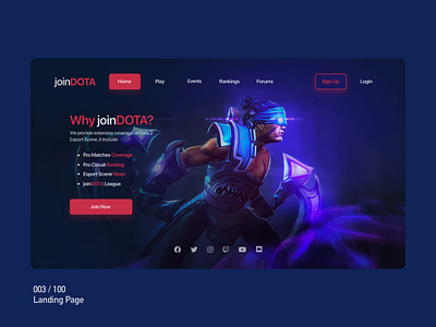 Daily UI Challenge : 003 Landing Page adobexd joindota landingpage ui ux web