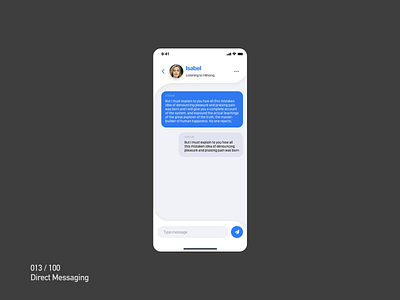 Daily UI Challenge : 013 Direct Messaging adobexd blue dailyui direct messaging ui