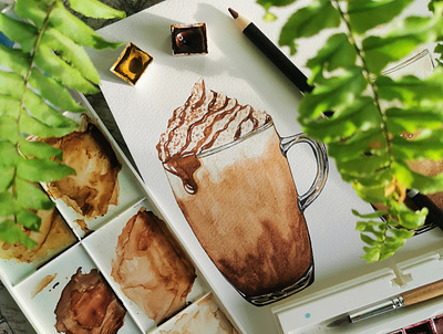 Hot Chocolate coffee coffeeshop design food and drink food illustration glass hot chocolate illustration watercolor watercolour