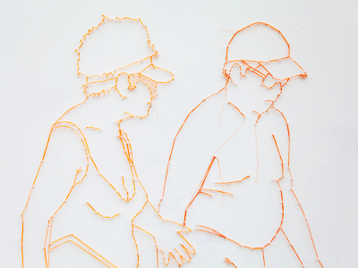 pin and thread couple drawing pin and thread art