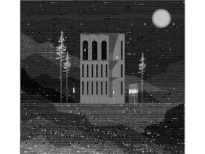 nowhere architecture art building dark design flat house illustration illustrator night photoshop