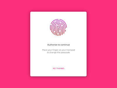 Daily UI challenge #016 - Pop Up/Overlay appleusers dailyui dailyuichallenge macos macusers pink touchid ui uiux userinterface userinterfacedesign visualdesign visualdesigner