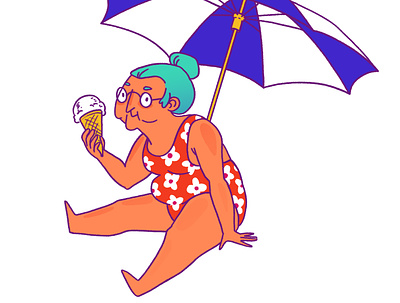 Beach 1 beach granny ice cream illustration illustrator