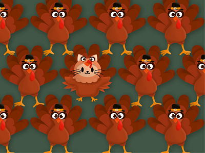Thanksgiving day! app app design branding cat cute design graphic design holiday holidays illustration illustrations present set thanksgiving turkey ui ux
