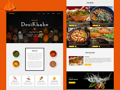 A Desi Restaurant Website design food website graphic design ui ux website design