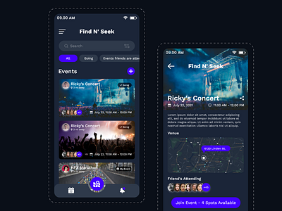 Nearby Event Finding App app concert app design event finding graphic design illustration mobile app mobile app design nearby events ui ui ux ux