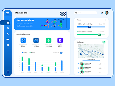 Dashboard -RunningApp cycling dashboad dashboard design dashboard ui home illustration run running sport ui ux web webdesign