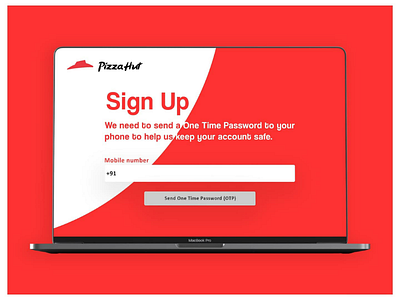 Pizza Hut Sign Up Page Web UI dailyui pizzahut