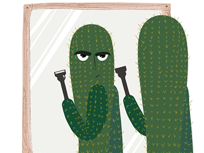 cactus cutter animation beard cactus gif green illustraion shave
