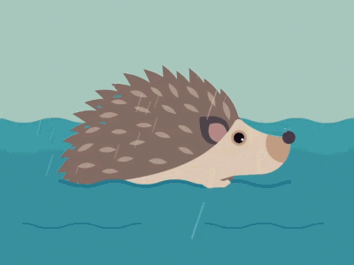 hedge swim animation character gif hedgehog illustraion lighter rain storm swim swimming water