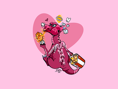 Little Cupid chicken creatures cupid dragon fairytale fastfood food illustration love magical pink st. valentain