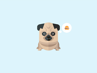 The pug art charachter design design dog dog illustration flat flaticons flatillustration graphic design hungry icon illustration interface pug pugs shades ui vector vector art webdesign