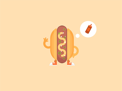 Hey, Sausage! character design design designer flat food food illustration for web graphic greetings hotdog illustration orange sausage ui vector web illustration