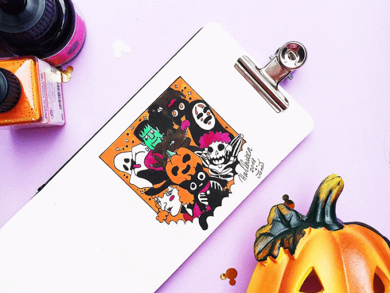 Halloween Family Portrait illustration inktober 2018 process flow sketchbook