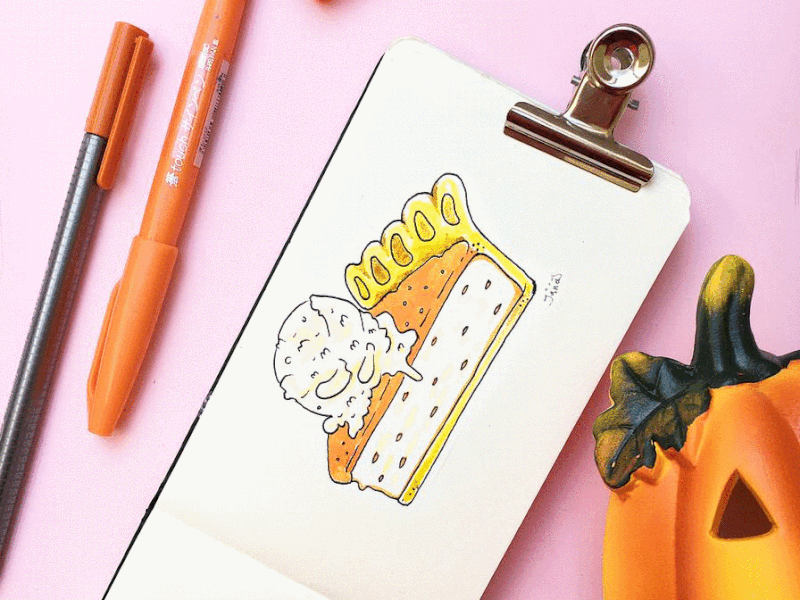 Tap-Tap-Pumpkin Pie illustration inktober 2018 process flow sketchbook