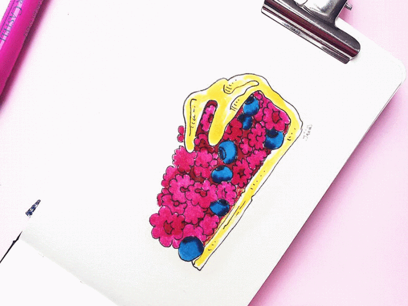 Berry Pie illustration inktober 2018 process flow sketchbook