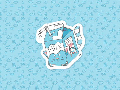 Drink Your Milk. cat charachter design collection fun graphic design illustration packaging special sticker vector vector art