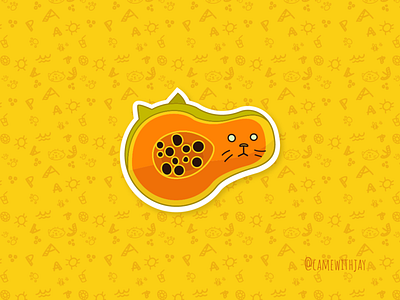 The Papaya Baby. cat charachter design fruits graphic design illustration illustrator sticker sticker set tropical vector art