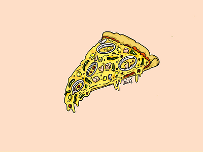 Hawaij Pizza 2d art branding character cheese design fast food favourite food icon illustration ingredients logo pizza procreate restaurant sticker web yellow