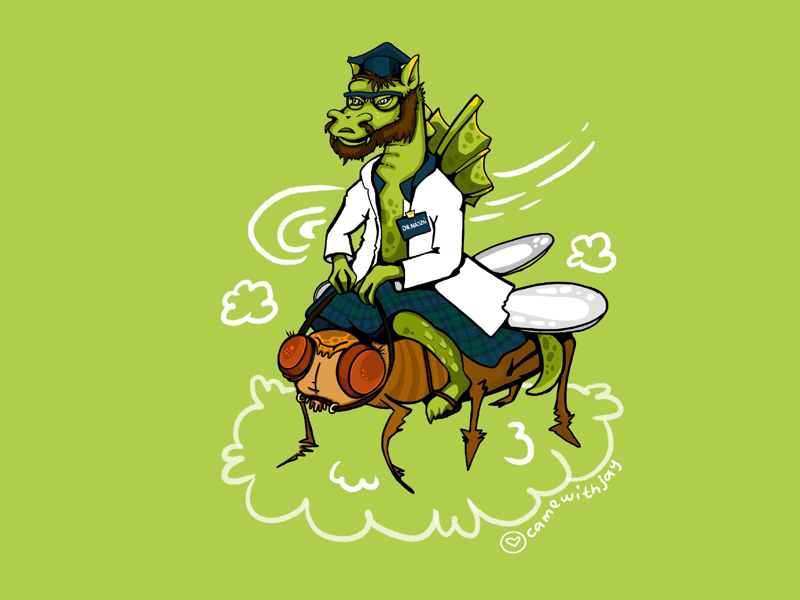 Dragon with a doctor's degree character design portrait green art digital illustration digital illustration procreate dragon