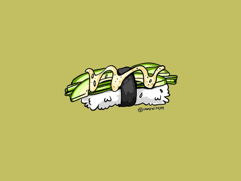 Avocado nigiri 2019 animation avocado branding charachter design design digital frame by frame graphic design illustration motion procreate restaurant sticker sushi vegan vegetarian