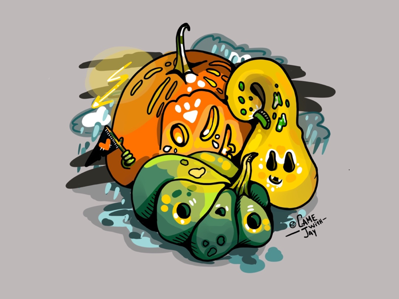 Pumpkin spooks procreate5 procreate halloween illustration art digital pumpkin season fall yellow candle light candy scared inktober night rain spooky wizard magical ghost halleween pumpkin