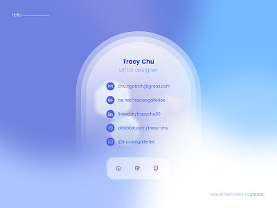 Hello, I'm Tracy contact contact card graphic design ui