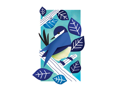 The blue tit animals bird illustration illustrator tit tree vector