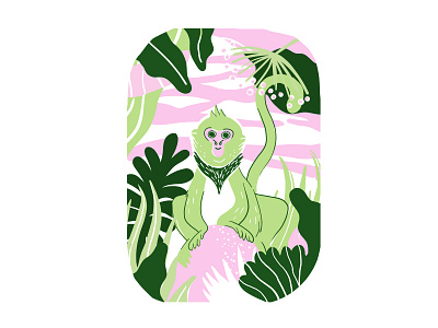 Monkey design illustration illustrator jungle monkey plants vector