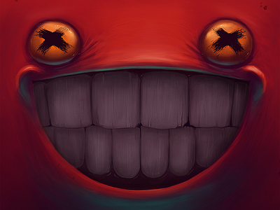Grinning creature face grin monster painting teeth