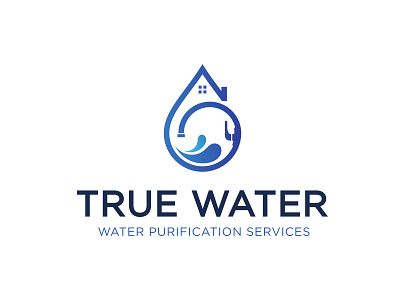 True Water branding contemporary design drop drop house flat logo true water water drop water house