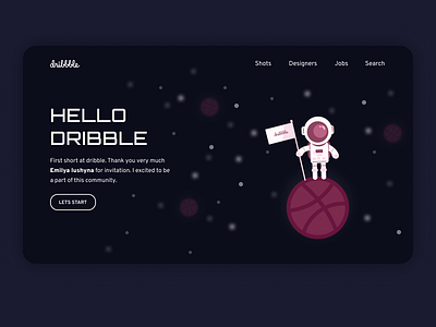 Hello Dribbble cosmic cosmonaut flat interaction interface space ui ux vector web website