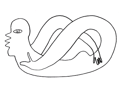 Pretzel woman black and white doodle dynamic form free hand drawn illustraion line line art logo organic shape sketch