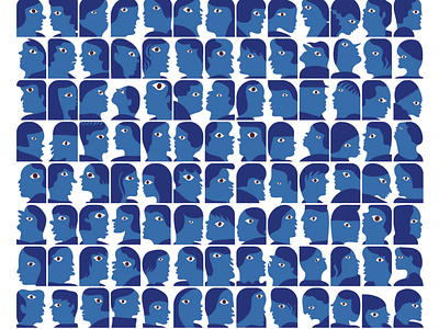 182 Blue Faces characterdesign characters concept design exhibition faces illustration poster print
