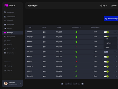 Gaming Dashboard UI