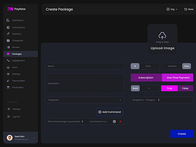 Gaming Dashboard UI