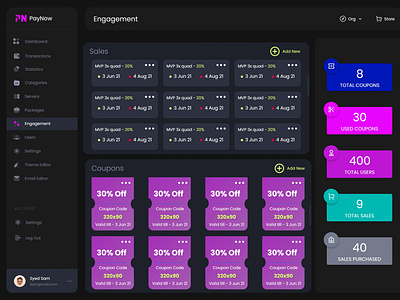 Gaming Dashboard UI design