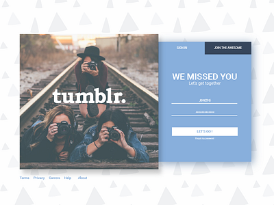 #dailyui #001 Tumblr Redesign 001 blue dailyui form ideas landing page page redesign signup tumblr