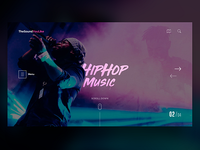 Hiphop Music Web UI hip hop music pink plum ui ui ux violet visual design web