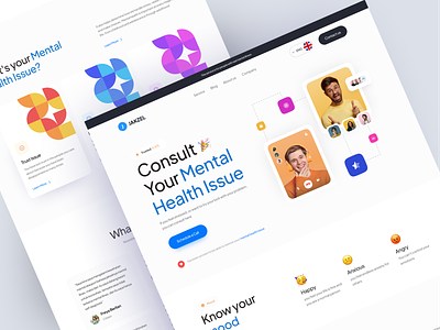 Jakzel - Mental Health Landing Page app clean cleandesign colorfull design mental health pop up ui uidesign user experience userinterface ux