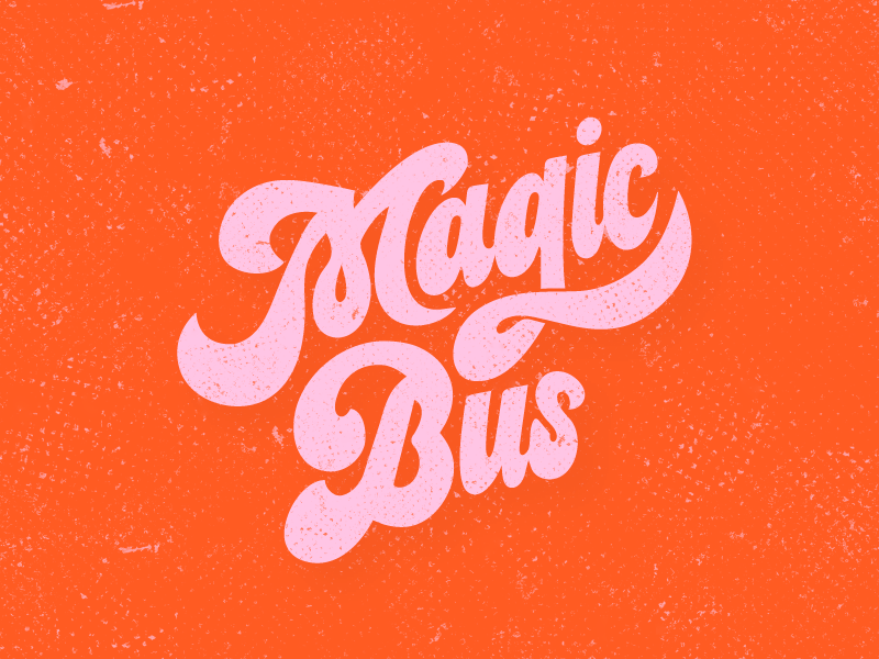 Magic Bus 70s hand drawn hand lettering logo retro typography